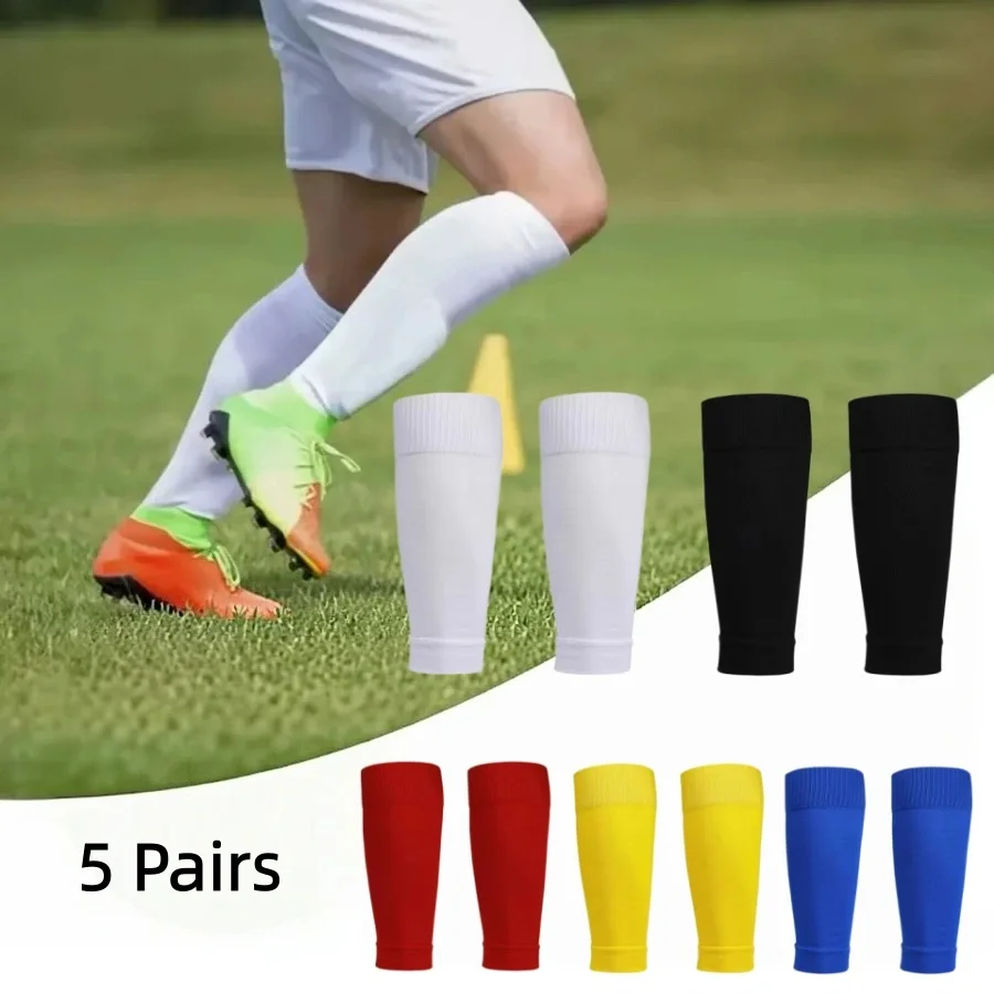 5 Pairs Soccer Calf Sleeves Breathable Compression Leg Sleeves Football Sports Socks Anti-Slip for Running Training