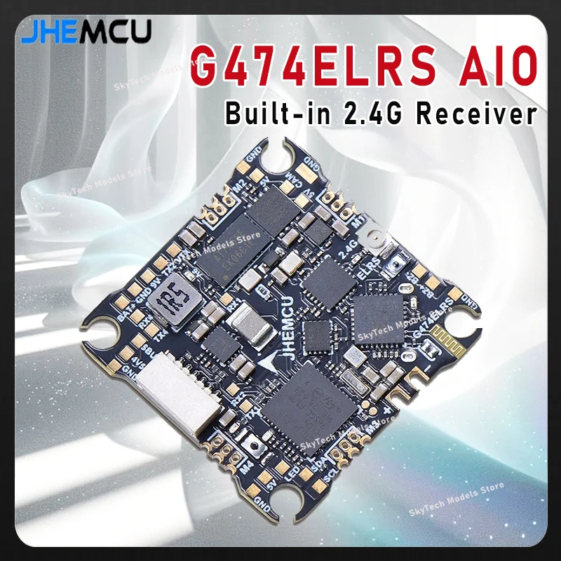 

JHEMCU G474ELRS AIO Контроллер полета Встроенный приемник 2,4G OSD 8 МБ Черный ящик 1-2S 25x25 мм для RC FPV Freestyle