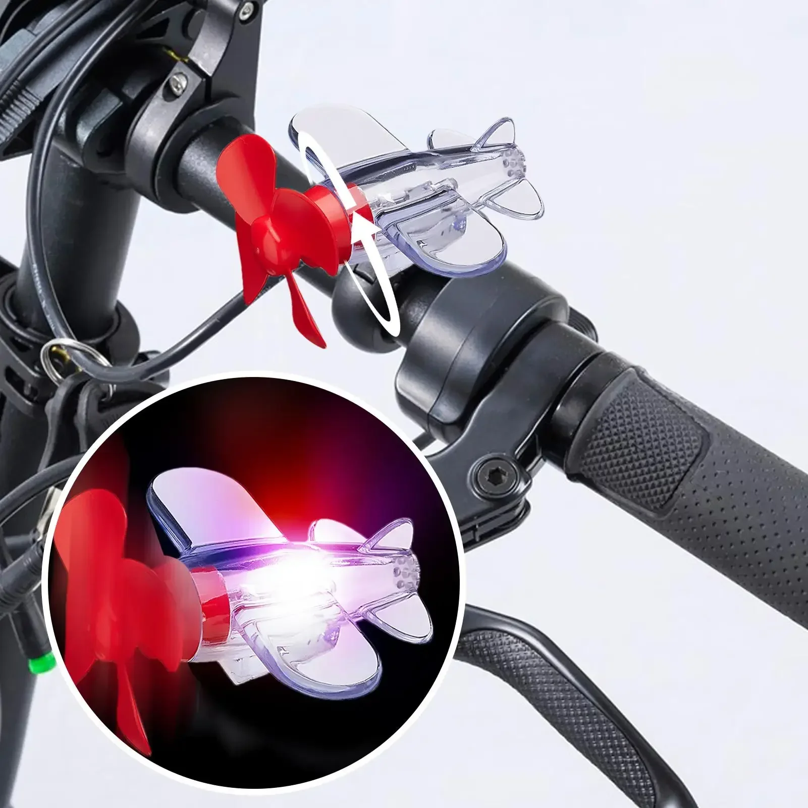 Wind Powered LED Lights Rotating Airplane Motorcycle Handle Decorations Safety Riding Warnings Motorcycle Decorations