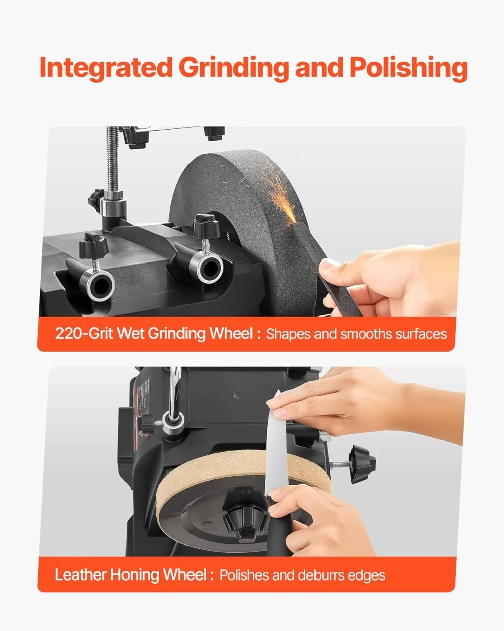 نظام شحذ مبلل 8 بوصة، مطحنة سكاكين مبردة بالماء مع 155 دورة في الدقيقة، طحن أفقي/عمودي للأدوات #4