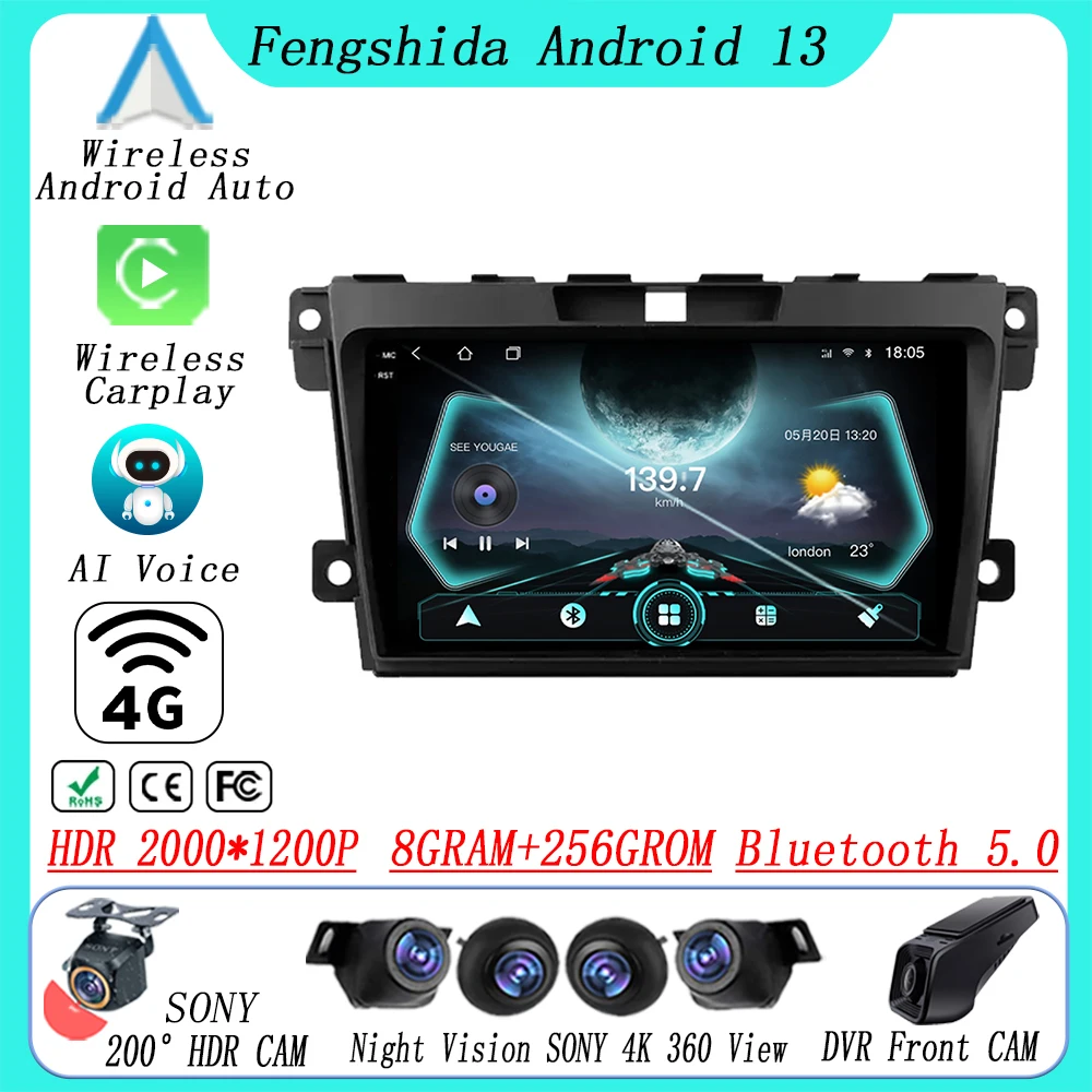 

Android For Mazda CX7 CX-7 CX 7 ER 2009 - 2012 Car Auto Carplay Radio Stereo Head Unit Wireless Multimedia Player WiFi CPU GPS