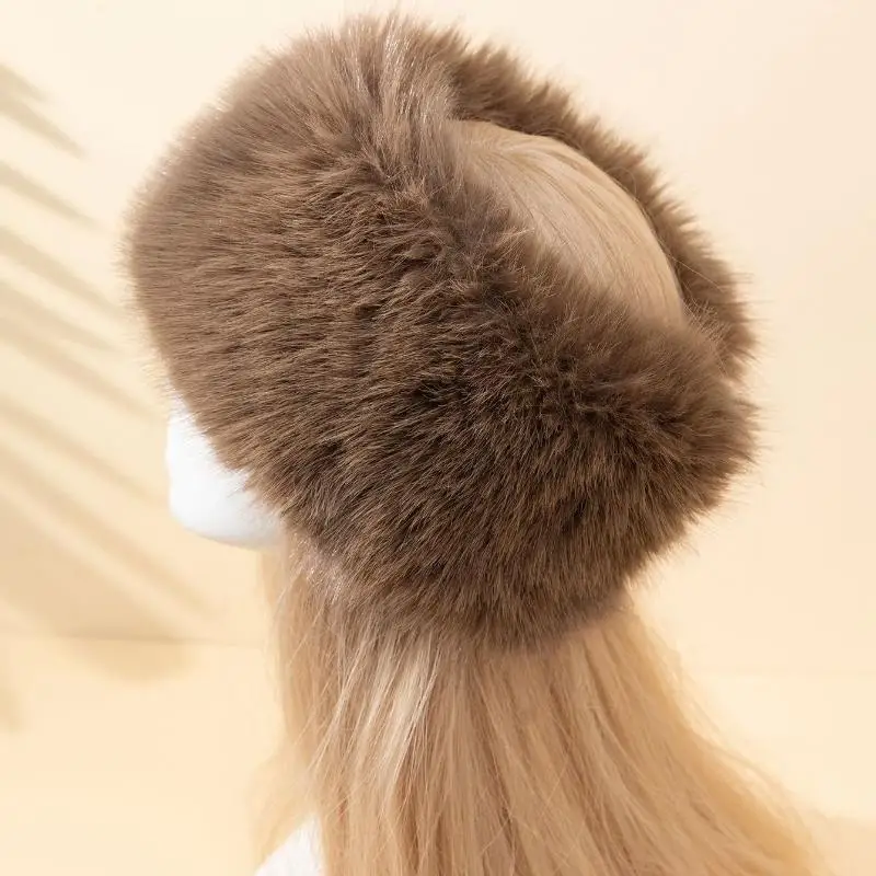 

Imitation Fox Fur Thickened Headless Hat Women Warm Russian Winter Hat Rabbit Fur Cap Brimless Melon Cap Beanies ForMen