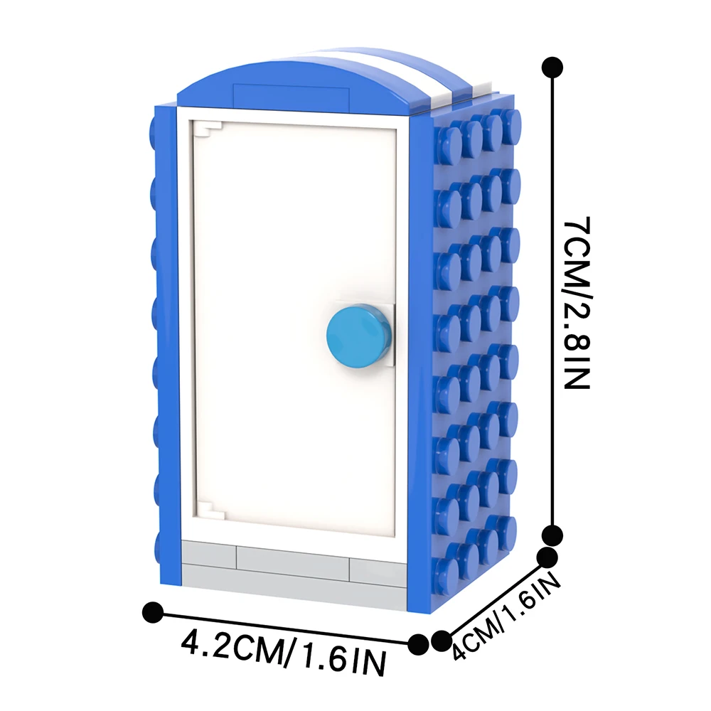 City Series 36Pcs MOC Street View Portable Toilet Scene Building Blocks Desktop Decoration Mini Ornament