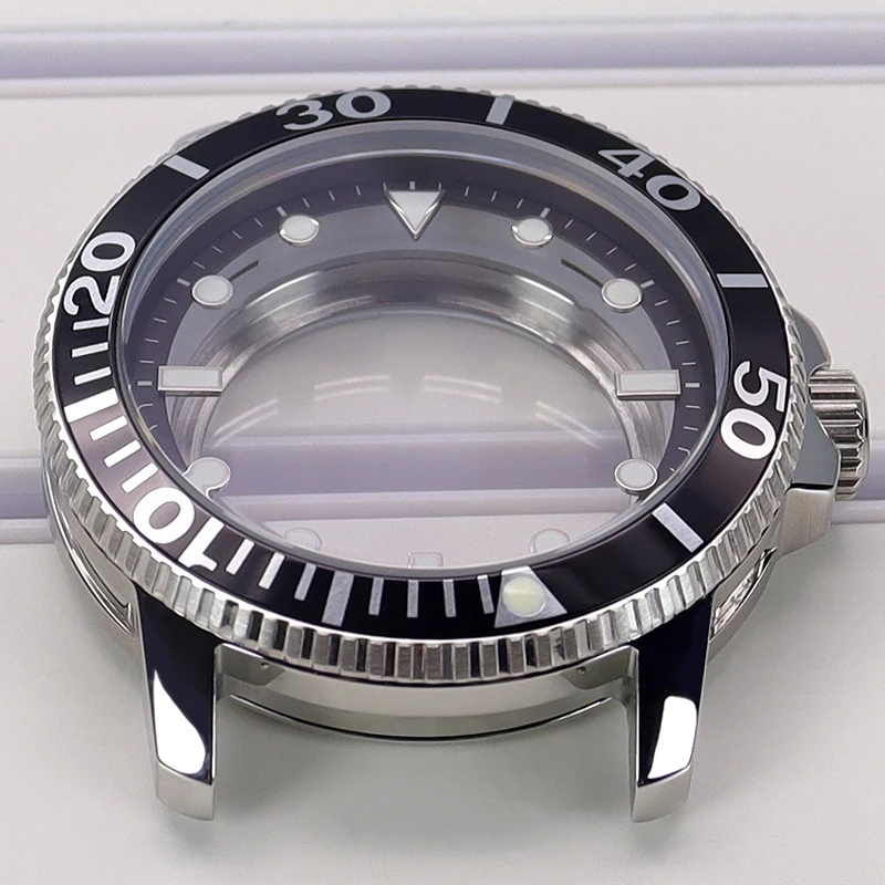 فضي/أسود 42.5 مللي متر حافظة ساعة لـ Mod Starfish T120 Nh35 Nh36 Nh34 Nh38 4R36 حركة 30.5 مللي متر قرص أحادي الاتجاه 120 نقرة #3