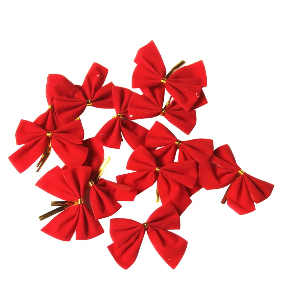 

24 Pcs Christmas Bow Decoration Red Tree Hanging Bows Decorative Glitter Ribbon