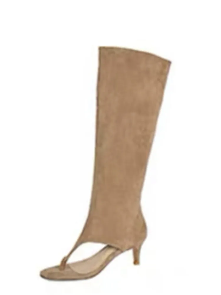 Ladies' Spring and Summer New Slim Heel Pinch Toe Knee Length Cool Boots, Fashionable Side Zipper Mid Length Women's Boots image 3