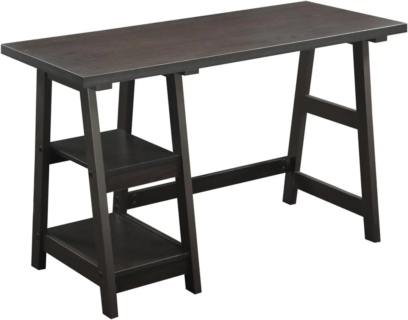 

Trestle Desk with Shelves, 47", Espresso