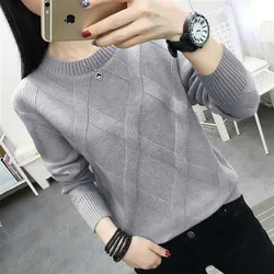 New Autumn and Winter Fashion Western Style Loose Versatile Round Neck Solid Thread Simple Age Reducing Women's Knitted Sweater