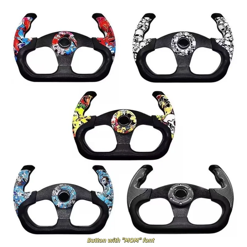 13-inch/330mm Racing Steering Wheel, 6 Bolts, Colorful Graffiti Pattern, Simulated Drift Racing Steering Wheel, D-shaped, Graffi