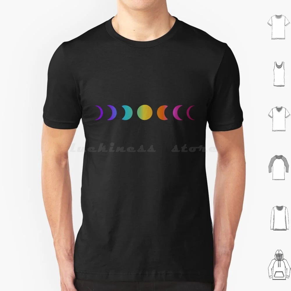 Camiseta de ciclo Lunar de gran tamaño, 100% algodón, banda de etapas de colores