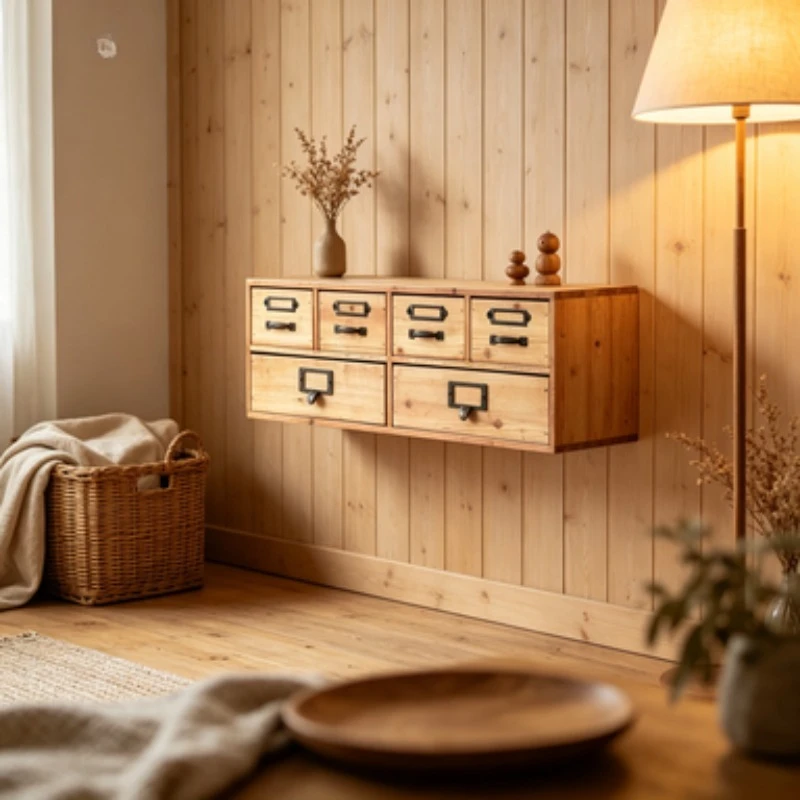 Solid Wood Jewelry Storage Box Drawer Type Wall Mount Cabinet Multi-purpose Tableware Organizer Home Sundry Sorting Container