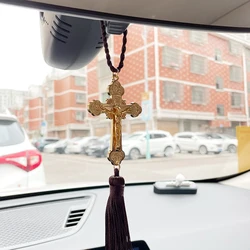 Statue de Jésus-Christ avec croix orthodoxe, pendentif de voiture Nina ifix, décor religieux, cadeaux d'église