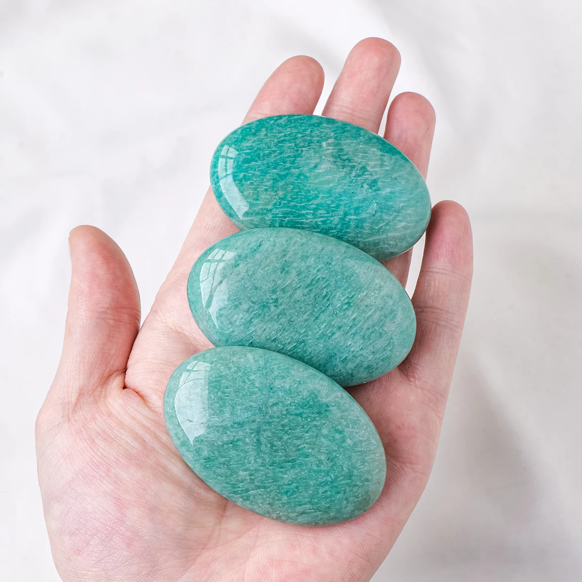 Natural Crystal Amazonite Palm Stone Reiki Healing Oval Pocket Palm Worry Stone  Massage Stone for Stress Relief Relaxation