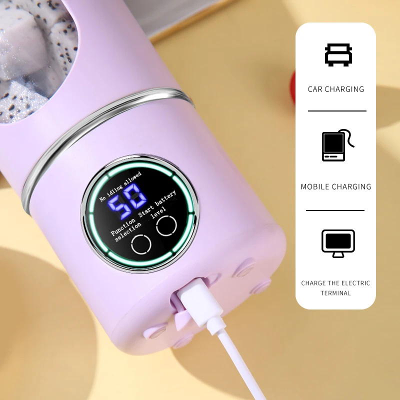 USB Rechargeable Portable Juicer for Juicer Kitchen Helper, Mini Ice Crusher, Portable Mug, Single Cup with Dual Lids