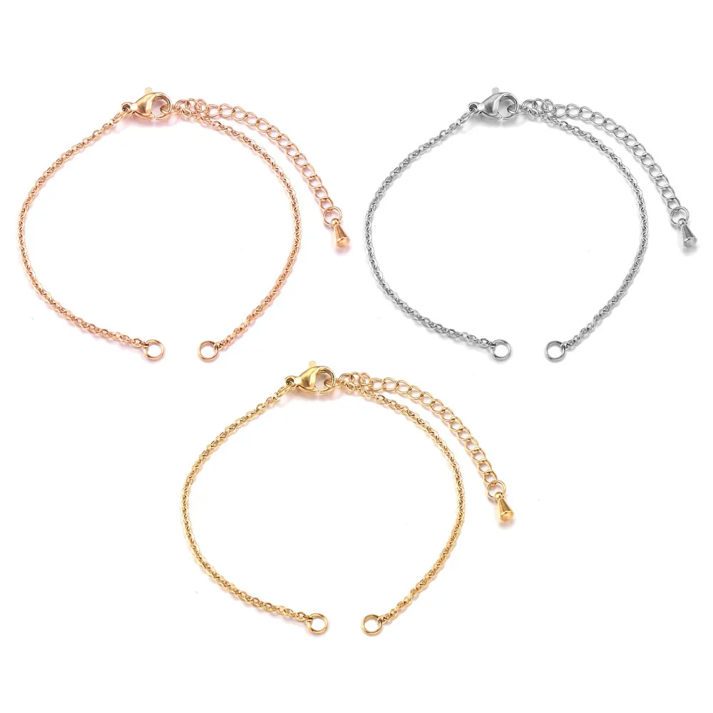 5 sztuk/partia szerokość ze stali nierdzewnej 1.5mm regulowany łańcuszek kuba do tworzenia biżuterii DIY złącze urok wisiorki bransoletki Anklet