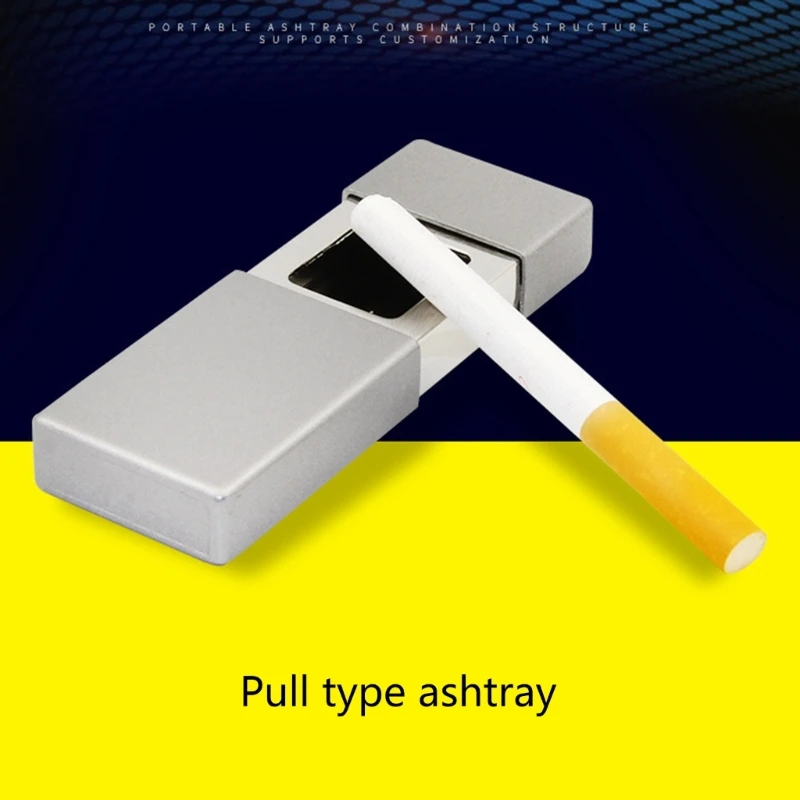 

Mini Portable Pocket Ashtray Zinc Alloy Dust Tray for Outdoor Travel Use Pulling Cigarette Ash Holder Smoking Accessory