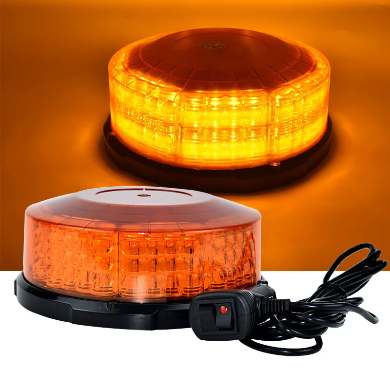 bright Emergency traffice Lights for Vehicles Amber LED Strobe Warning lights for Trucks Cars 12V-24V Light Bar Magnetic Mount