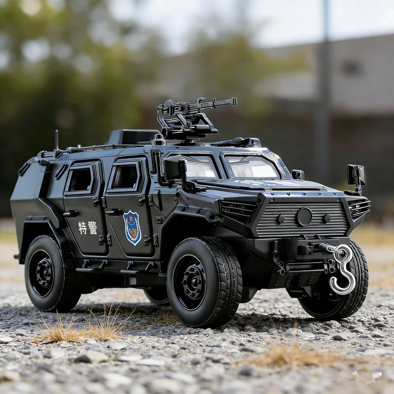 

1:32 Alloy Sword Toothed Tiger Armored Vehicles Model Diecasts Metal Police Explosion Proof Car Model Sound and Light Kids Gifts