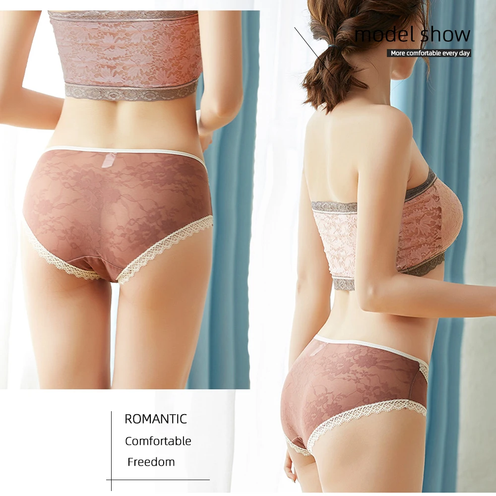 

BIONEK Summer New Sexy Lace Lightweight Panties Cross Straps Hips Mid-Waist Hips Breathable Women's Briefs