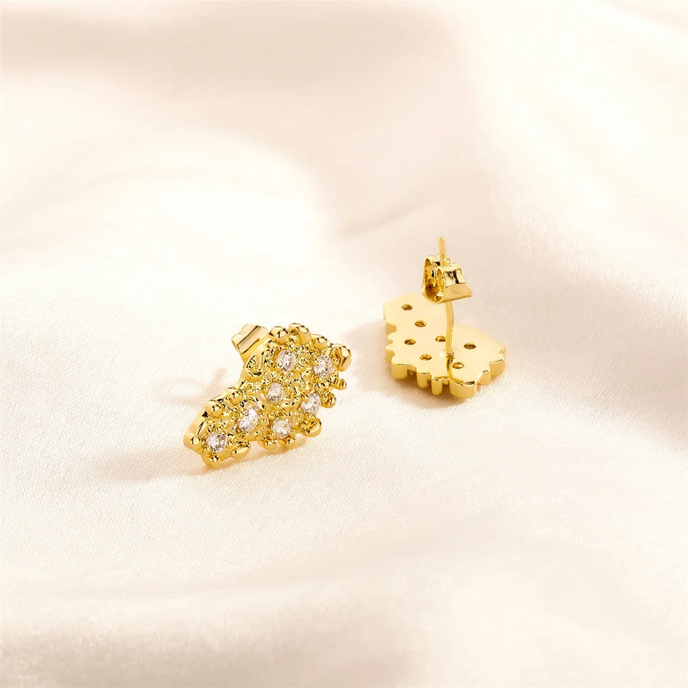 

Серьги-гвоздики из серебра 925 пробы с иглами и цирконом, инкрустированные нестандартной меди (минималистичные женские украшения)