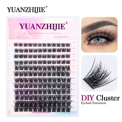 YUANZHIJIE DIY Cluster Wimper Extension 12 lijnen Zwaluwstaart Gesegmenteerde Wimpers Natuurlijke Lichter Bundel Make-Up Benodigdheden Freeshippping