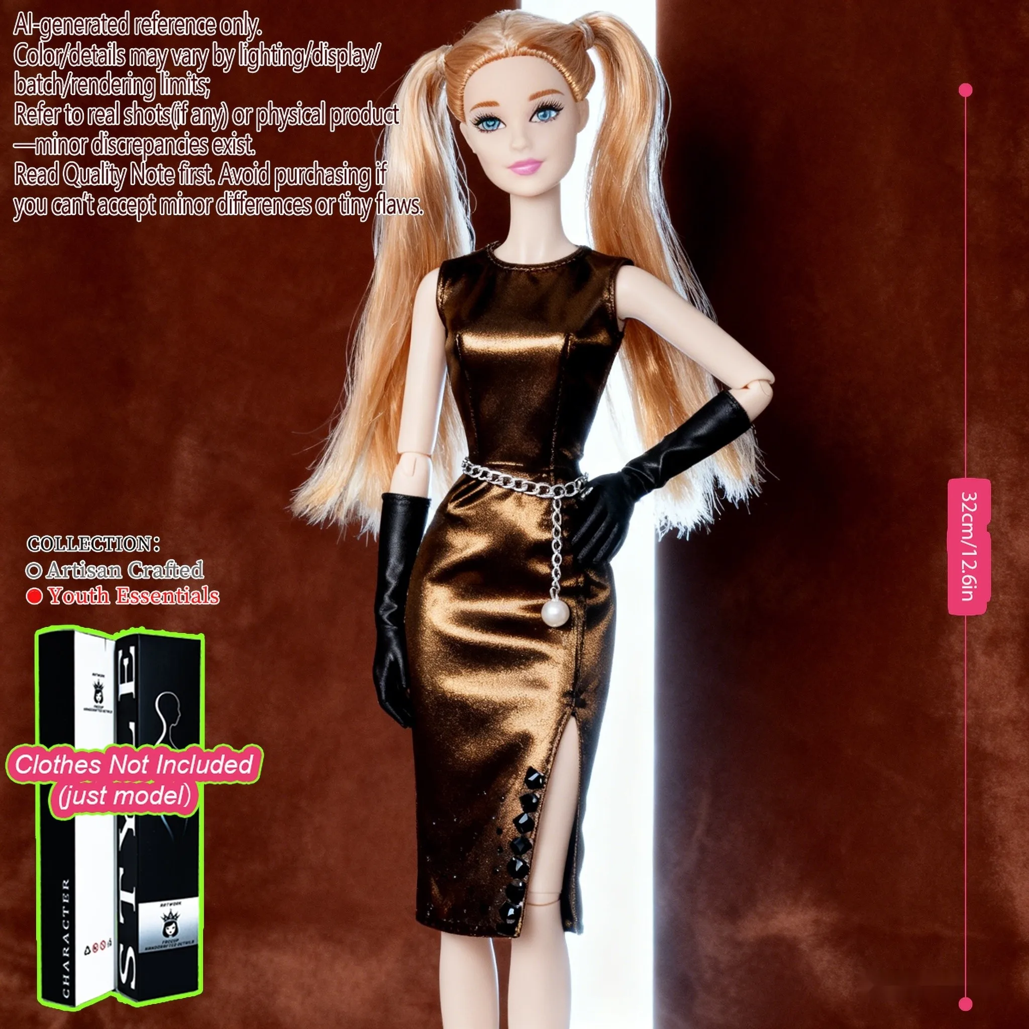 Trucco intercambiabile BJD 12,6 pollici da collezione premium a 12 snodi, scala 1/6 (senza abbigliamento)