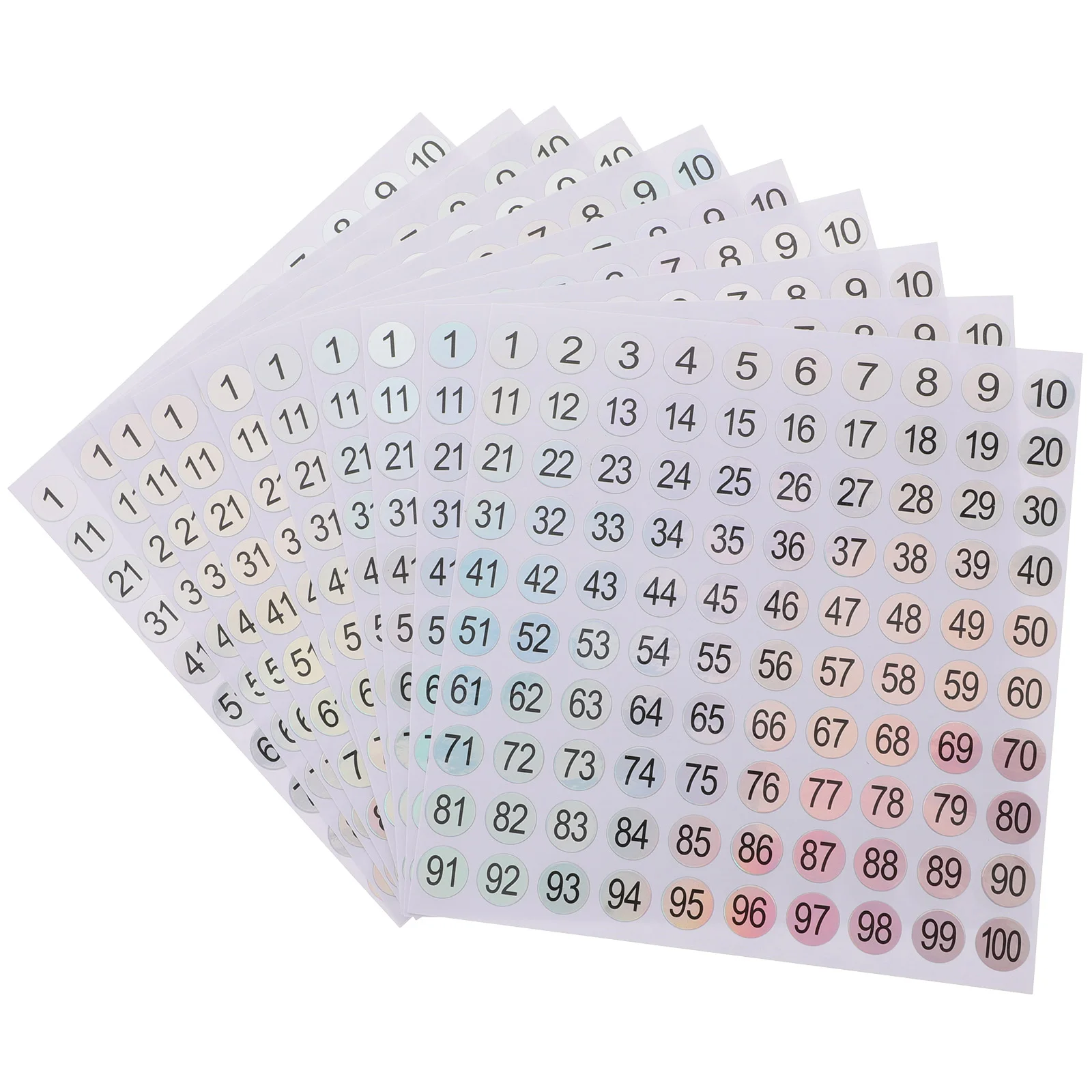 10 Sheets Round Number Stickers Sign Self-adhesive Water Proof Office Labels Copper Plate Numbered Numbers Small