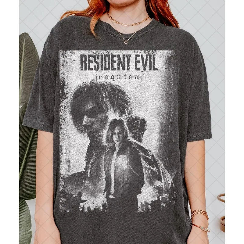 Resident Evil Requiem Retro Women's T-shirt Summer New Style Unisex Casual Fashion Y2K Cotton T-shirt