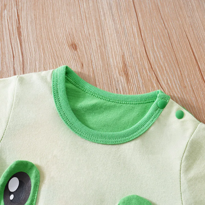 Newborn Clothes Cute Cartoon Frog Print Cotton Comfortable And Soft Boys And Girls 0-18 Summer Short Sleeved Baby Jumpsuit