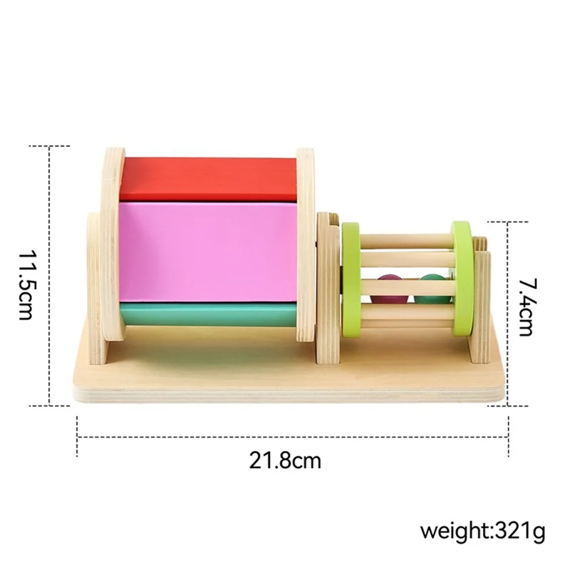 ABUM-Montessori bébé en bois Macaron couleur rotatif musique tambour boîte permanente hochet cadeau