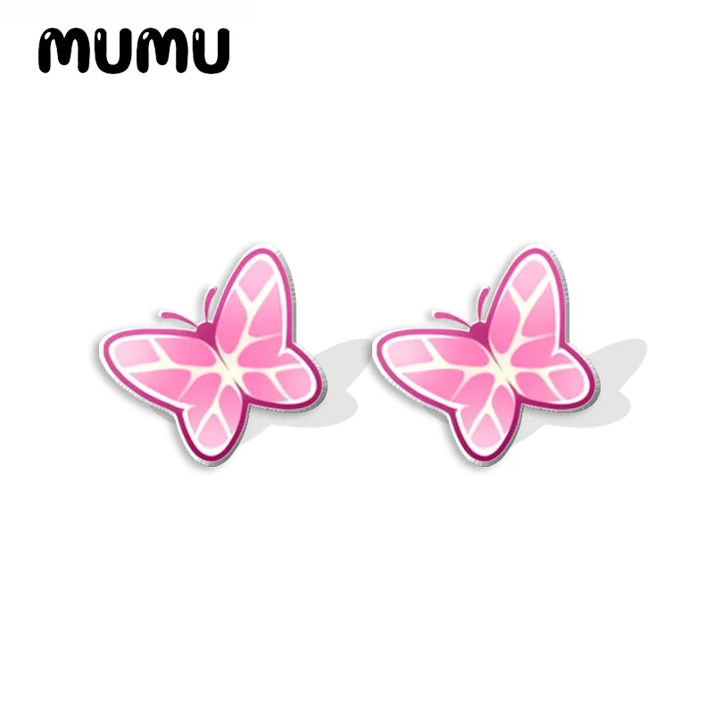 2023 New Color Diamonds Acrylic Stud Earring Butterfly Handmade Earrings Resin Epoxy Jewelry Gifts Friend