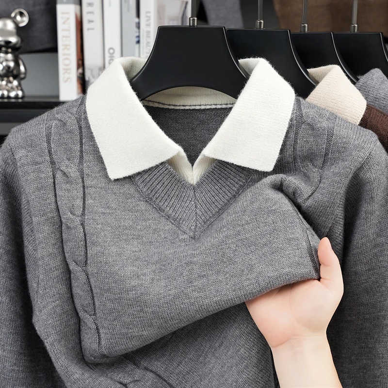 Winter Clothing Men Style - 디자이너 남성용 투피스 스타일 니트 스웨터