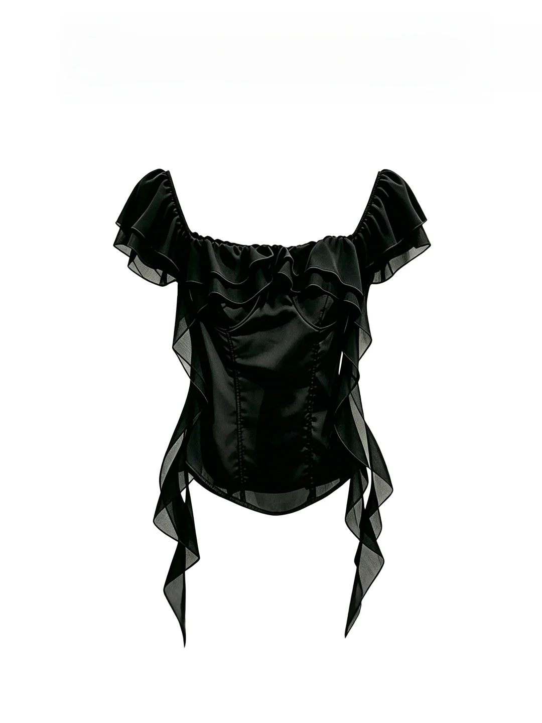

Summer 2026 Women's Shirt Bow Design One Shoulder Floral Slim Fit French Style round Neck Short Sleeve Pure Color Top
