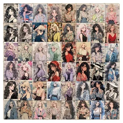 Pegatinas de chica estéticas de Anime Vintage, calcomanías bonitas para ordenador portátil, teléfono, Maleta, álbum de recortes, decoración de pared, 10/30/60 piezas