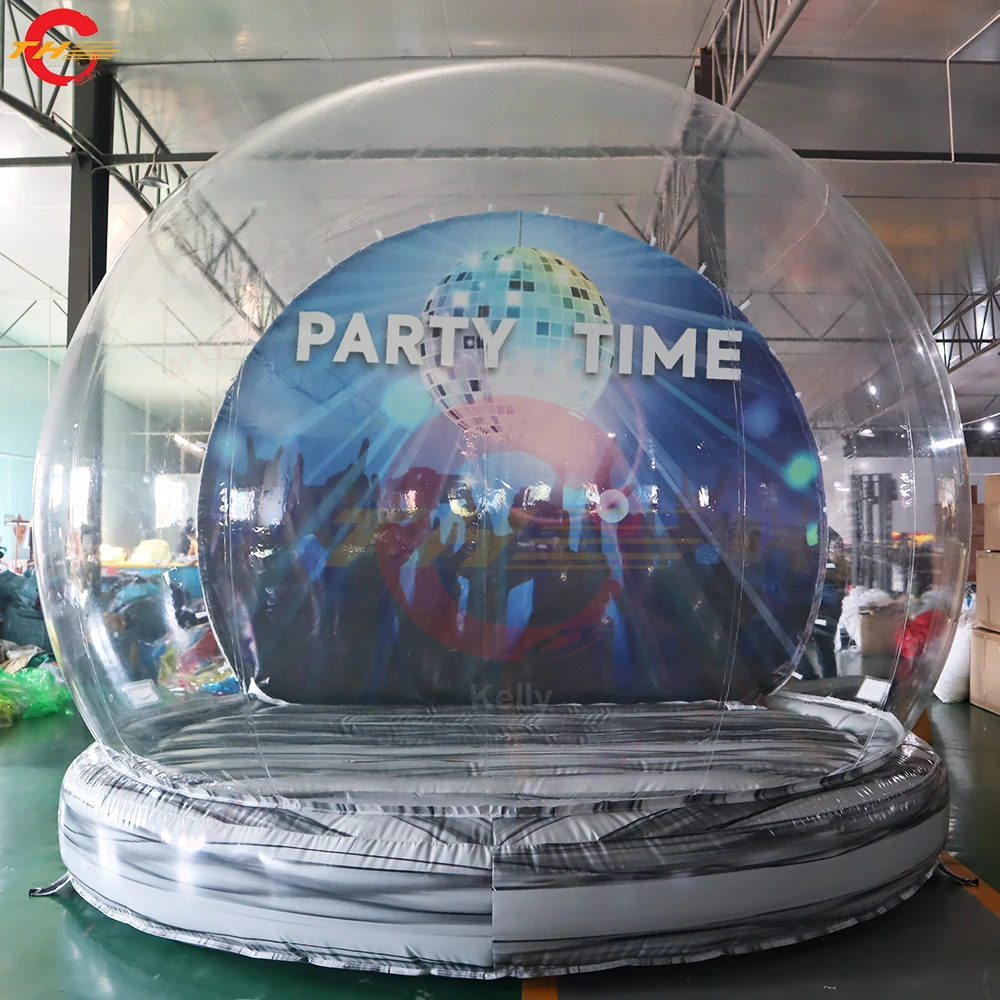 5.5x4m GIant Christmas Decoration Inflatable Snow Globe with Tunnel Transparent Bounce Bubble Tunnel Globe Tent