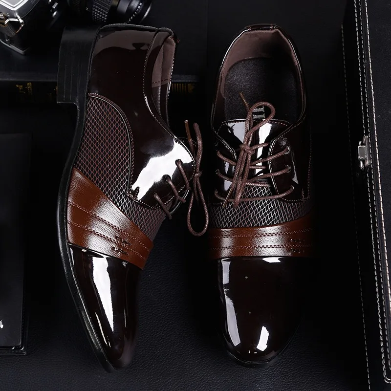 Men Leather Formal Shoes Spring and Autumn Fashion Men Luxury Plus Size 49 Office Business Black Shock Absorbing Casual Shoes