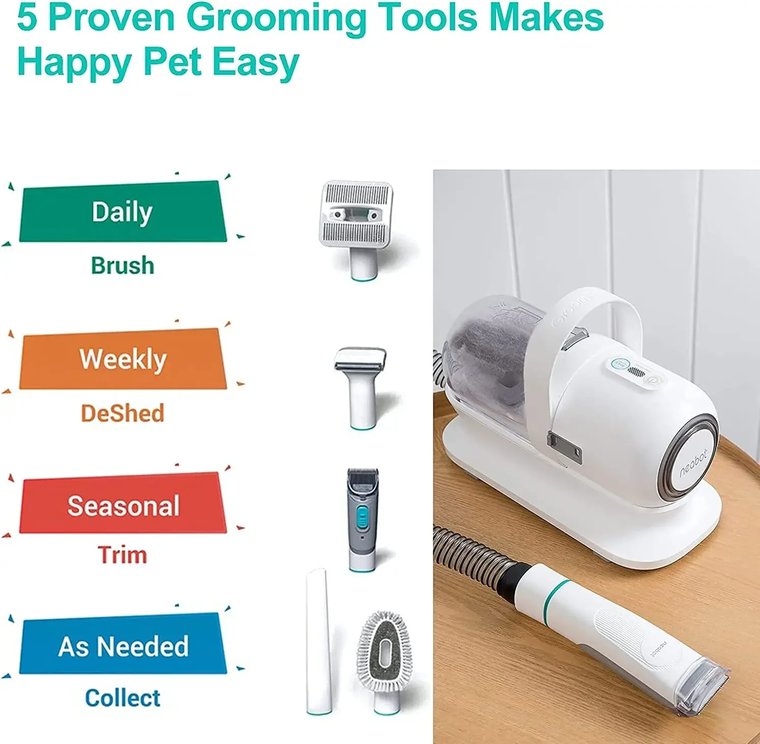 New 2024 Dog Trimmer Kit OEM Vacuum Suction 5 In 1 Set For Pets Cats And Other Animals Clippers