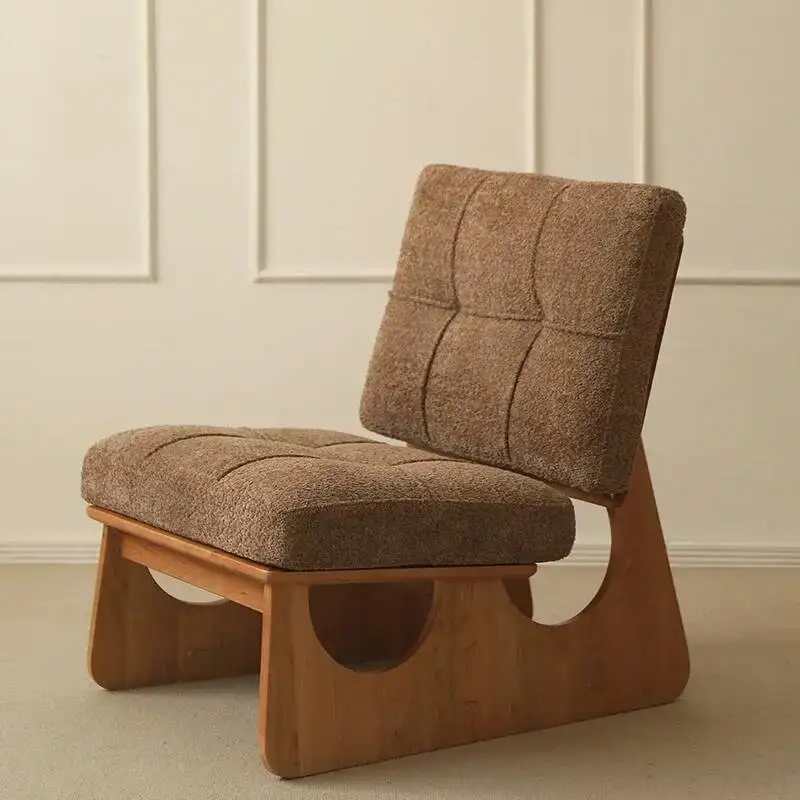 Sofa Lazy Living Room Chair Cherry Wood Simple Single Person Sofa Chair Small Bedroom Leisure Fabric Cloud Sillones Furniture