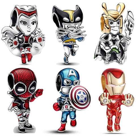 2024 new in Charms 925 Silver Fit Pandora 925 Original Bracelets Deadpool Wolverine Charms Beads Fine DIY Hot Marvels HEROCROSS
