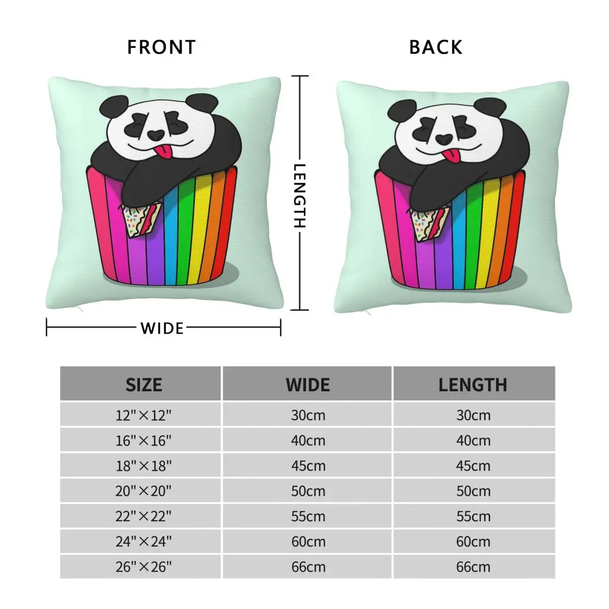 Cupcake Panda Square Pillowcase Polyester Linen Velvet Creative Zip Decor Pillow Case Bed Cushion Cover 45x45