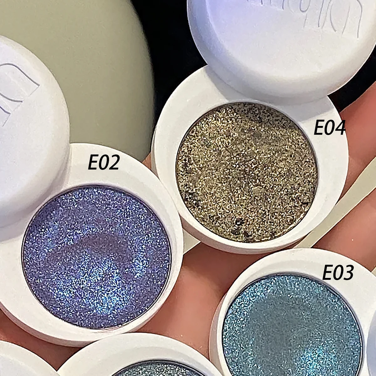 Uhue única sombra série e, sombra em pó, brilho dimensional, pó ultrafino, uso duradouro, maquiagem criativa, brilho