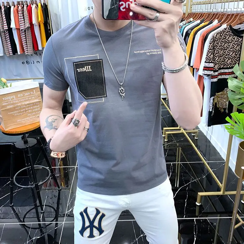 Streetwear Clothes Men\'s T-shirt Man Tee Shirts Top Short Quarter Sleeve Zipper Print Wholesale Aesthetic Trashy Y2k Ordinary Xl