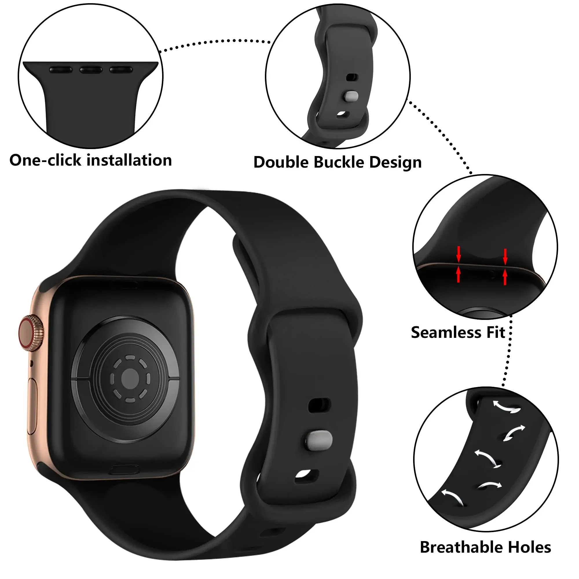 Silicone Strap For Apple Watch Band 44mm 40mm 45mm 41mm 49mm 42mm 38mm 44 mm bracelet iwatch series 9 7 se 3 4 5 6 8 Ultra band