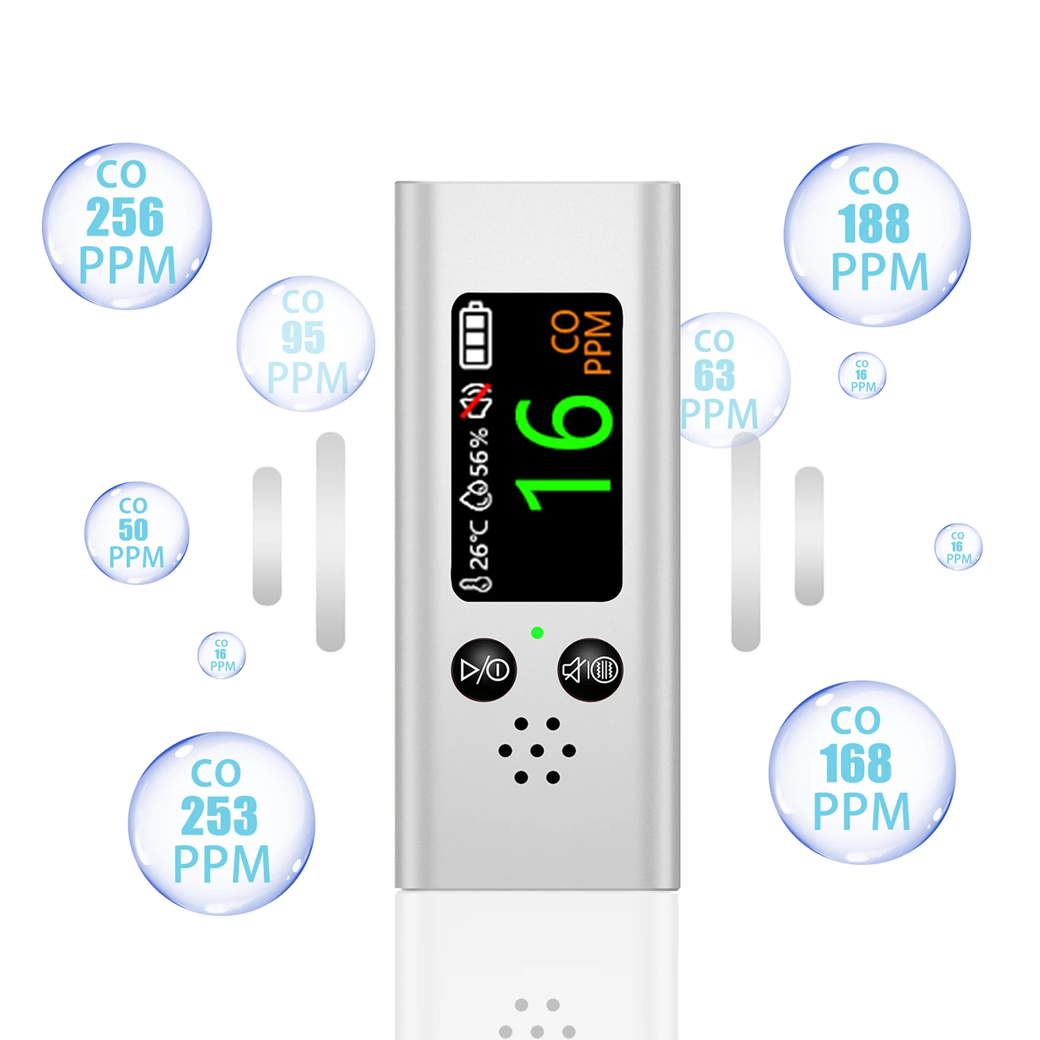 3-in-1 Gas Detector Carbon Monoxide Detector&Temperature&Humidity Tester  Electrochemical CO Sensor Air Quality Detector