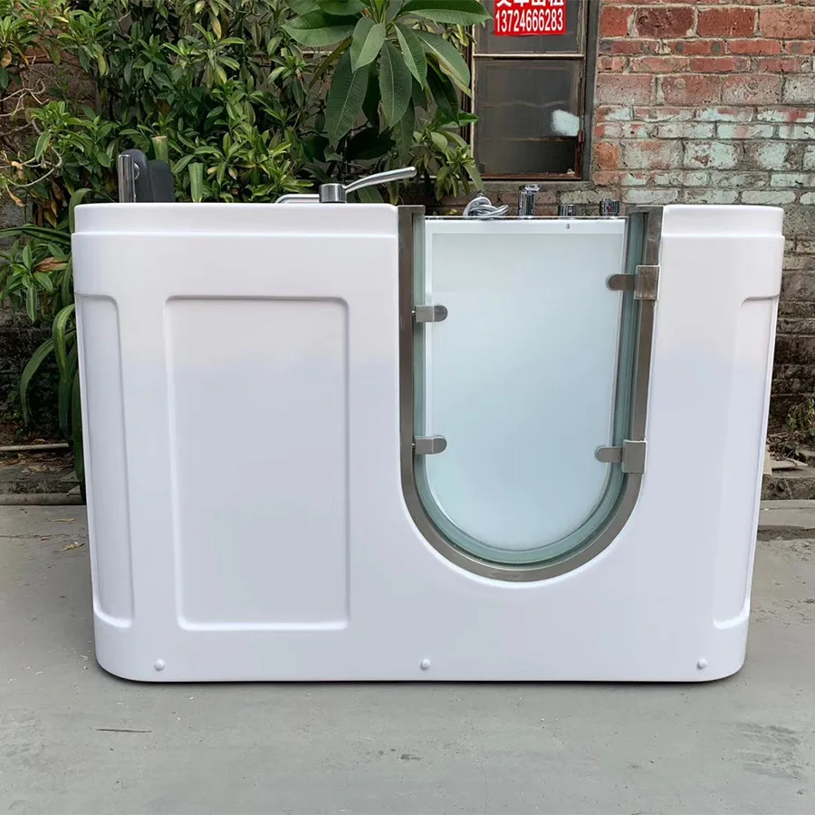 Elderly-friendly Light Luxury Bathtub Barrier-free Massage Walk-in Design Non-slip Side Door Sit-down Soaking Acrylic Deep Tub