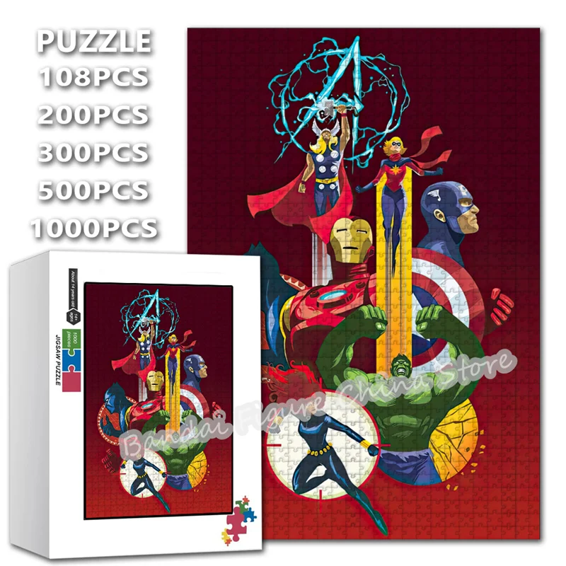 

Avengers Characters Spiderman Iron-Man Diy Jigsaw Puzzle Disney Superhero Cartoon Print Puzzle Stress Relief Toys Gifts
