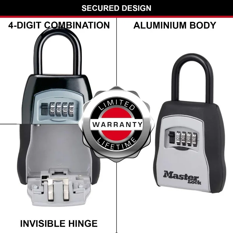 Master Lock 5400D Outdoor Home Hidden Anti-theft Key Safe Storage Box Combination Lock Alloy Material Security Key Box