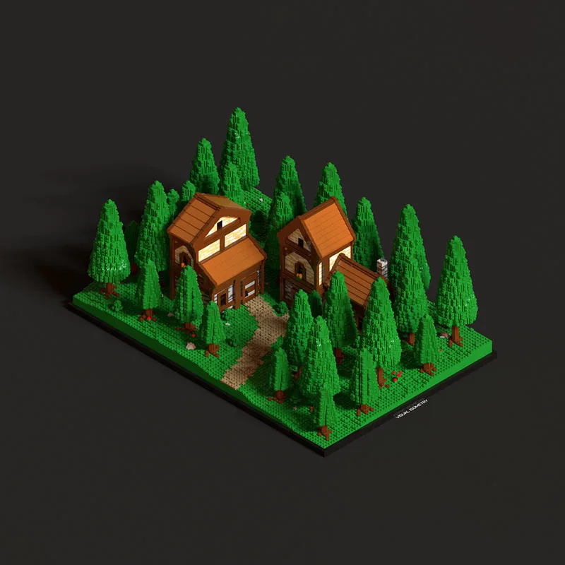 Prachtig nieuw product MOC bouwsteenmodel bosvilla houten huis technologie modulaire kinderspeelgoed DIY-montageset