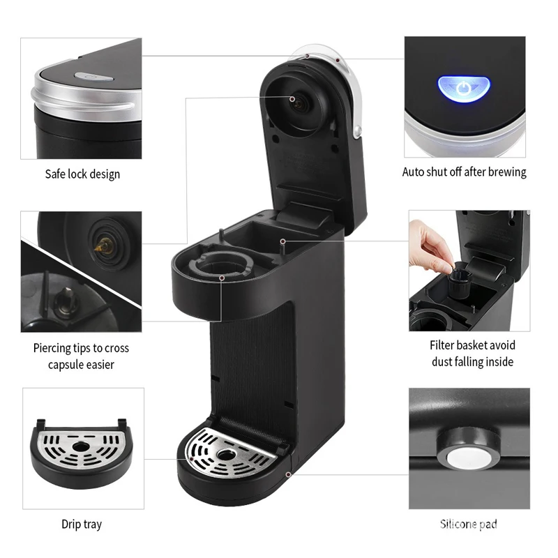 кофемашина cafe K- CUP Drip Coffee Maker Capsule Electric Travel Capsule Coffee Machine Ground Coffee Italian