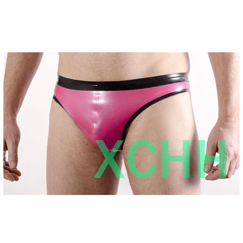 

Men's Briefs ,Thong Style Rubber, Contrast Waistband and Edge Trim Silver with Black , 0.4mm LATEX